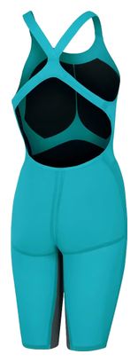 Speedo Fastskin Lzr Pure Valor Openback Kneeskin 1-Piece Swimsuit Turquoise Blue
