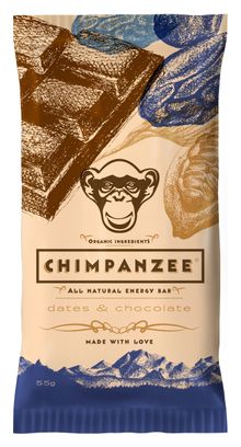 CHIMPANZEE Energy Bar 100% Natural Dates Chocolate 55g VEGAN