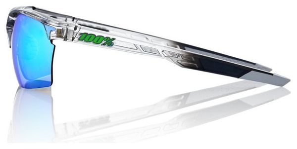 100% Sportcoupe Sunglasses - Polished Translucent Crystal Grey - Mirror Green