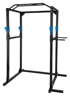 Cage de musculation acier rack station de fitness noir/bleu