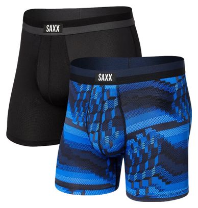 Pack de 2 Boxers Saxx Sport Mesh Cubic Stripe Bleu Noir