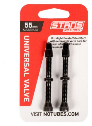 Stan's NoTubes - Paire de valves  Universal  Al  Presta  55mm  Black