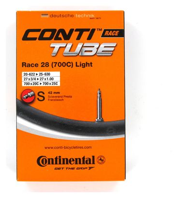 Tubo de luz Continental Race 28 - 700x20c 700x25c Presta