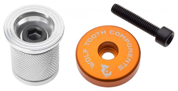 Wolf Tooth Compression Plug mit integrierter Spacer Vorbaukappe 1 1/8'' Orange