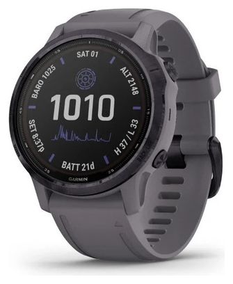 Garmin fenix 6S - Pro Solar Edition GPS Watch Amethyst Steel with Shale Grey Band