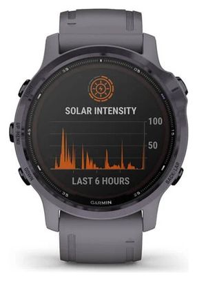 Garmin fenix 6S - Reloj GPS Pro Solar Edition Acero amatista con correa gris esquisto