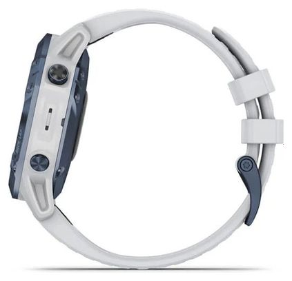 Montre GPS Garmin fenix 6 - Pro Solar Edition Titane Cobalt Blue avec Bracelet Silicone Whitestone