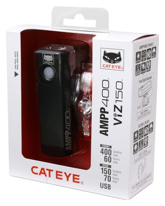 Paire d'Éclairages Cateye AMPP400 & ViZ150 Noir