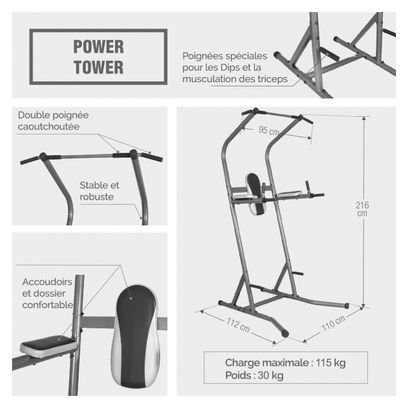Station de traction - Chaise romaine - Power Tower Deluxe GS038
