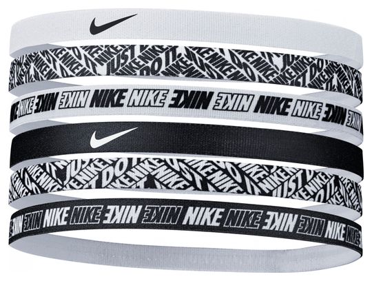 Nike Printed Mini Headband (x6) Negro Blanco Unisex