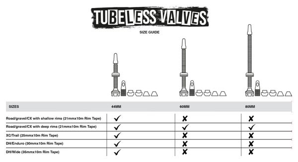 Valves Tubeless Muc-Off V2 Aluminium 44 mm Argent