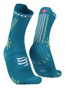 Paire de Chaussettes Compressport Pro Racing Socks v4.0 Trail Bleu / Vert