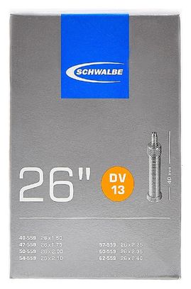 Chambre à air Schwalbe DV13 26p valve Dunlop - ETRTO 40/62-559 .