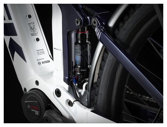 VTT Électrique Tout-Suspendu Trek Powerfly FS 9 EQ Shimano XT 12V 625 Wh 29'' Blanc / Bleu Alpine 2023