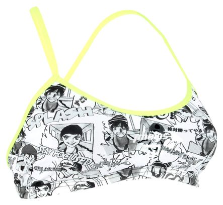 Michael Phelps Manga Racing Back / Black / Yellow Womens 2-Piece Swimsuit Top
