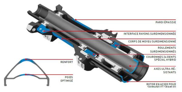 Roue Arrière DT Swiss Hybrid H1900 Spline 29''/30mm | Boost 12x148mm | Shimano/Sram
