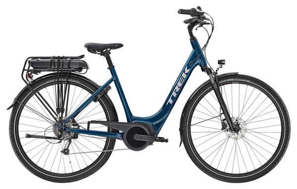 Vélo de Ville Électrique Trek Verve+ 1 Lowstep Shimano Altus 8V 400Wh Bleu Auqatic 2023