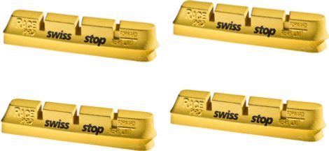 SwissStop RacePro Yellow King x4 Brake Pad Inserts Carbon Wheels For Campagnolo
