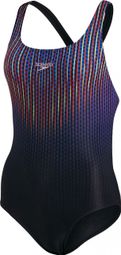 Speedo Placement Digital Powerback Women's 1 Piece Swimsuit Black
