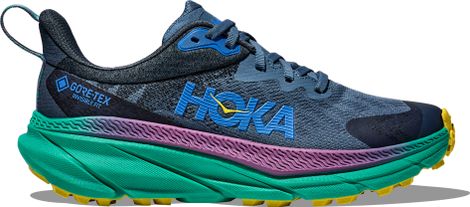 Hoka One One Challenger 7 GTX Blue Green Yellow Women's Trail Shoes