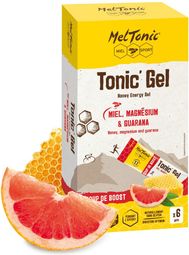 Partij van 6 Meltonic Tonic' Organic Boost Gel Honing/Guarana/Grapefruit 6x20g