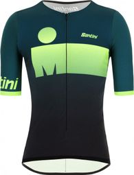 Maillot Triathlon Manches Courtes Santini X Ironman Audax Aero Noir / Vert 
