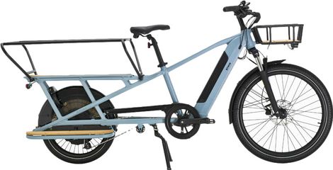 B'twin Elops R500E Microshift 8V 26/20'' 672 Wh Blue 2022 Longtail Electric Cargo Bike