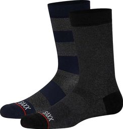 Pack of 2 Pairs of Saxx Whole Package Crew Ombre Rugby Socks Black