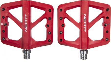 Pair of Neatt Composite 5 Pin Flat Pedals Red