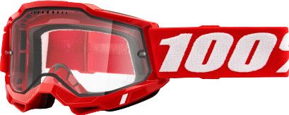 Maschera 100% ACCURI 2 Enduro MTB | Rosso | Vetri trasparenti