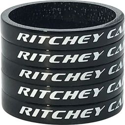 Entretoises Ritchey 1-1/8'' Carbon Glossy 5mm Noir (sachet de 5)