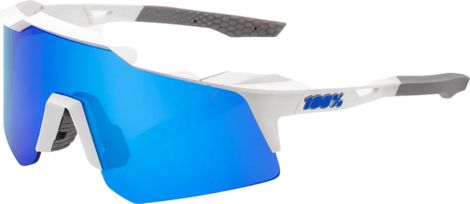 100% Speedcraft XS - Bianco opaco - Lenti a specchio multistrato blu