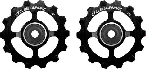 CyclingCeramic Narrow 14T Schaltwerksrollen für Sram Apex 1 / Force CX1 / Force 1 / Rival 1 / XX1 / X01 11V Schwarz