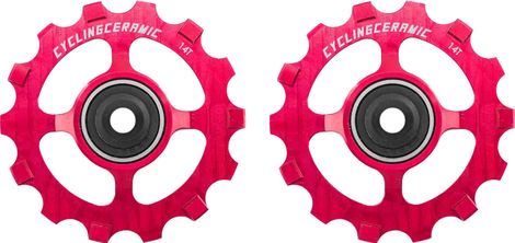 CyclingCeramic Narrow 14T Pulley Wheels for Sram Apex 1/Force CX1/Force 1/Rival 1/XX1/X01 1x11S Derailleur Red