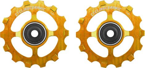 CyclingCeramic Narrow 14T Pulley Wheels für Shimano Dura-Ace R9100/Ultegra R8000/Ultegra RX/GRX/XT/XTR 11S Umwerfer Gold