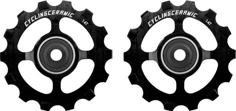 Ruedas de polea CyclingCeramic Narrow 14T para Shimano Dura-Ace R9100/Ultegra R8000/Ultegra RX/GRX/XT/XTR 11S Derailleur Black
