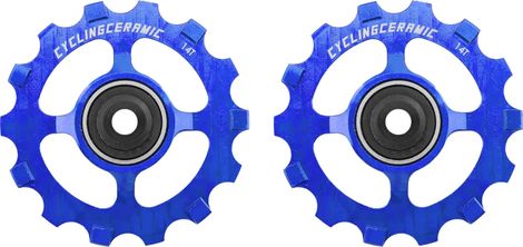 Ruedas de polea CyclingCeramic Narrow 14T para desviador Sram Rival/Force/Red AXS/XPLR 12S Azul