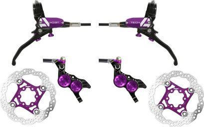 Pair of Hope Tech 4 V4 Brakes Standard Hose Black/Violet