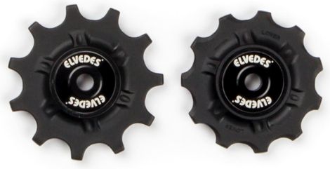 Elvedes Pair of Jockey Wheels 2 x 11 with Spacers Black 