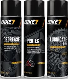 Kit d'entretien vélo Degrease 500 ml + Protect 500ml + Lubricate Dry 500ml