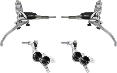 Pair of Hope Tech 4 V4 Aviation Brake Hoses Silver/Black