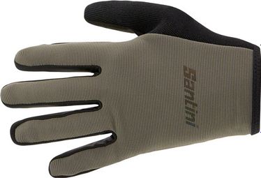 Santini Gravel Grey MTB Long Gloves