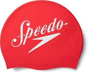 Speedo Logo Silicone Swim Cap Red