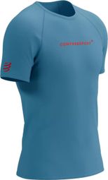 Maillot manches courtes Compressport Training Logo Bleu / Rouge 