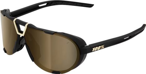 100% Westcraft Soft Tact Schwarze Sonnenbrille - Gold verspiegelte Gläser