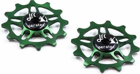 Pair of JRC Components 12-Tooth Rollers for Sram Rival/Force/Red AXS Racing Green