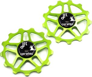 Pair of JRC Components 13-Tooth Rollers for Shimano Deore/SLX/XT/XTR 12V Lime Green