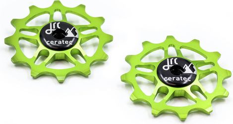 Pair of 12-tooth JRC rollers for Sram Rival/Force/Red AXS Lime Green