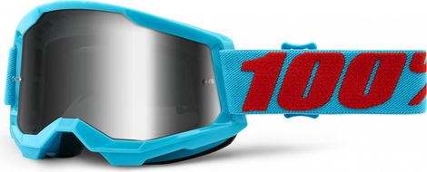 100% STRATA Maske 2 | Blauer roter Gipfel | Mirror Argents Brille