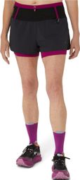 2-in-1 Shorts für Frauen Asics Fujitrail Schwarz Pink